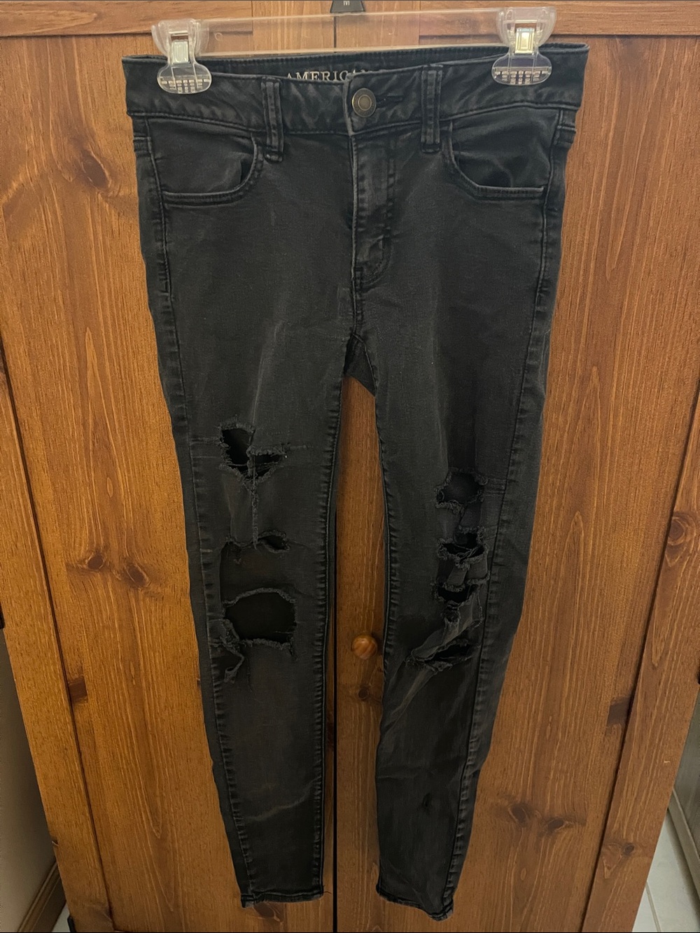 American Eagle Outfitters Black Ripped Skinny Jeans